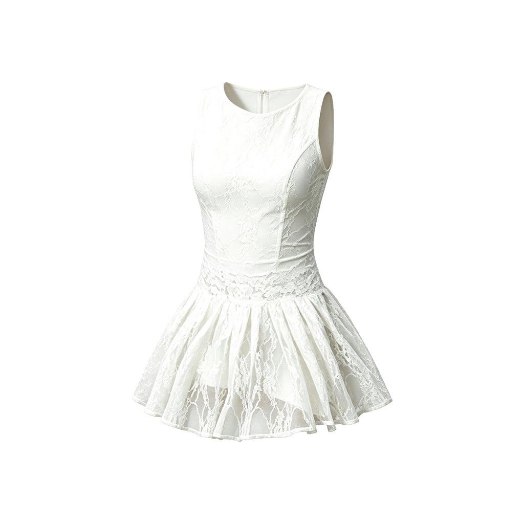 Grace Lace Tennis Dress front view in white