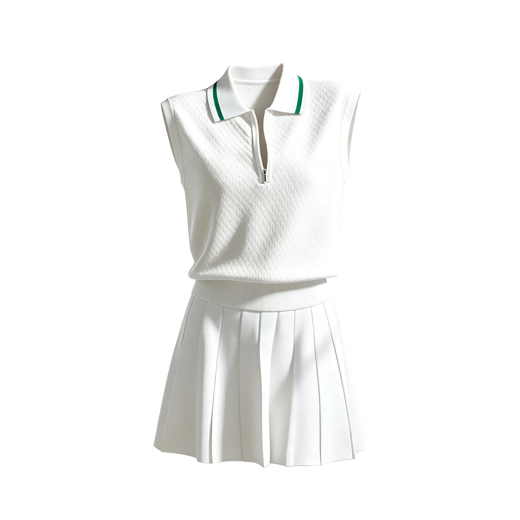 Textured knit fabric detail on women's tennis outfit