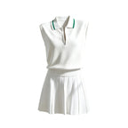 Textured knit fabric detail on women's tennis outfit