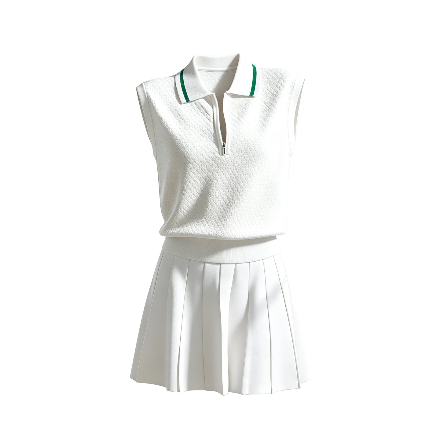 Textured knit fabric detail on women's tennis outfit