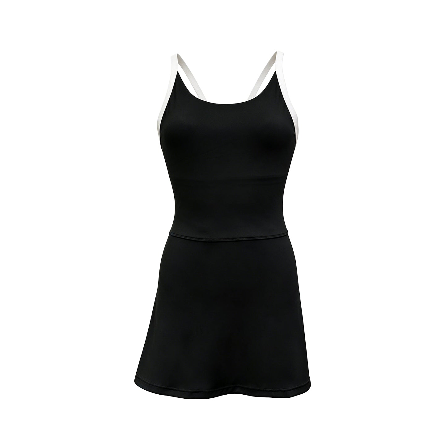 Women's U-Back Tennis Dress with Built-In Shorts black
