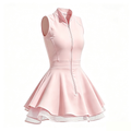 Pink tennis dress with front zip neckline and built-in shorts — Crayon talk activewear