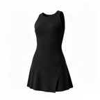 Women's Sculpt Tennis Dress in Black – detail view