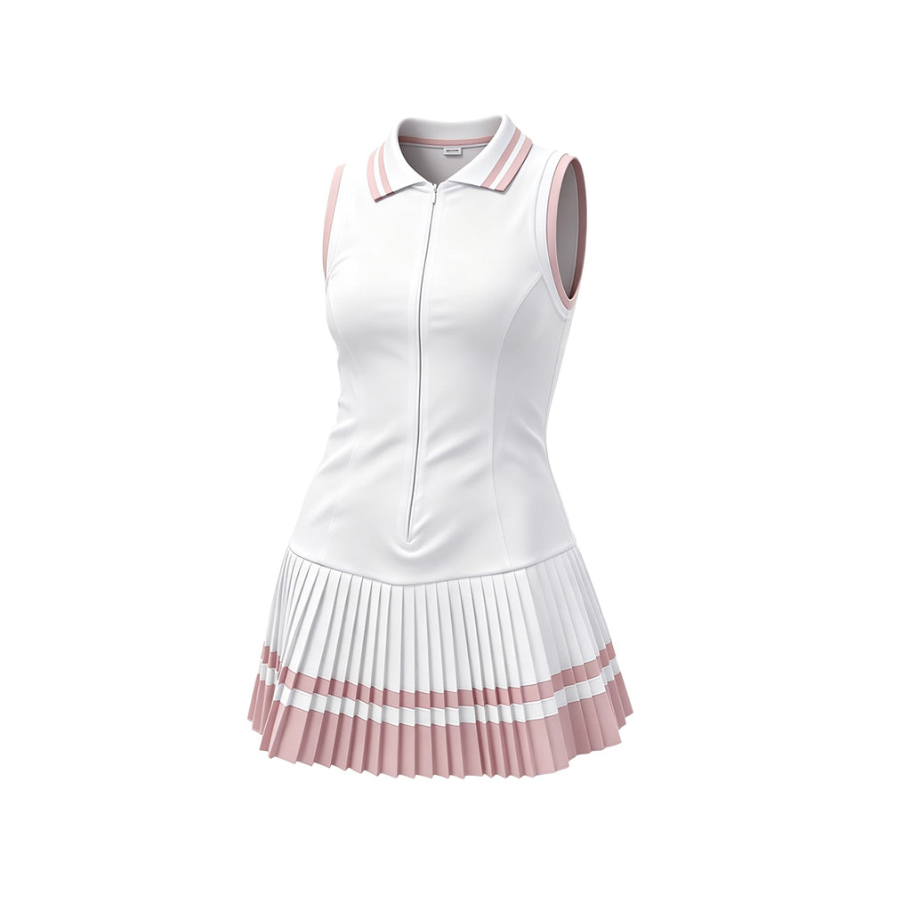 Women's pleated polo tennis dress with classic court style